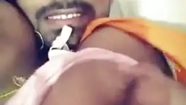 Indian uncovers her full XXX tits for sex partner who touches them