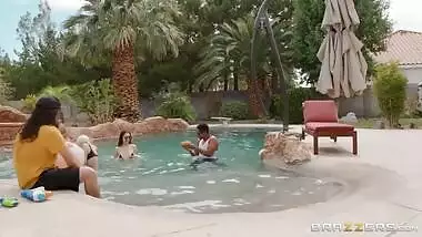 Smart buddy finds way to get access to perky XXX boobs of Latina mom