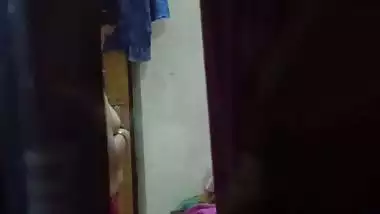 Sexy ass mom dress change caught by son from next room