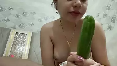 Punjabi horny wife masturbating with cucumber