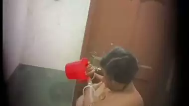 Huge boobs mom pouring water on breasts caught by son
