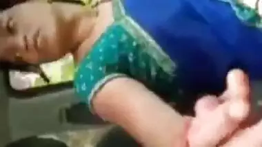 Cheating wife sucking cock in car outdoor