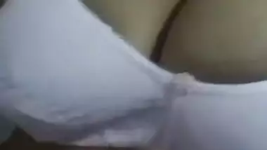 Alone Indian housewife demonstrates saggy boobs in this porn video