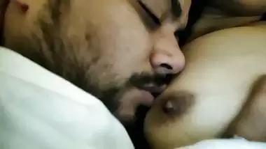 Licking and tickling boobs of beautiful GF